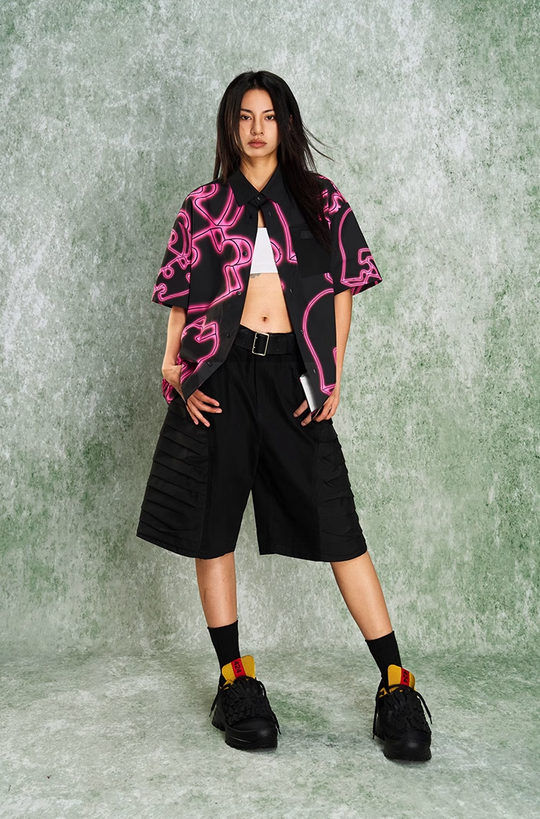 YADcrew Thousand Pleated Splicing Shorts