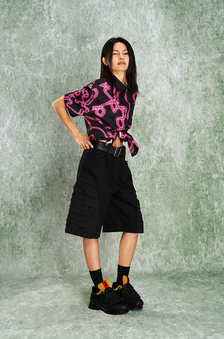 YADcrew Thousand Pleated Splicing Shorts