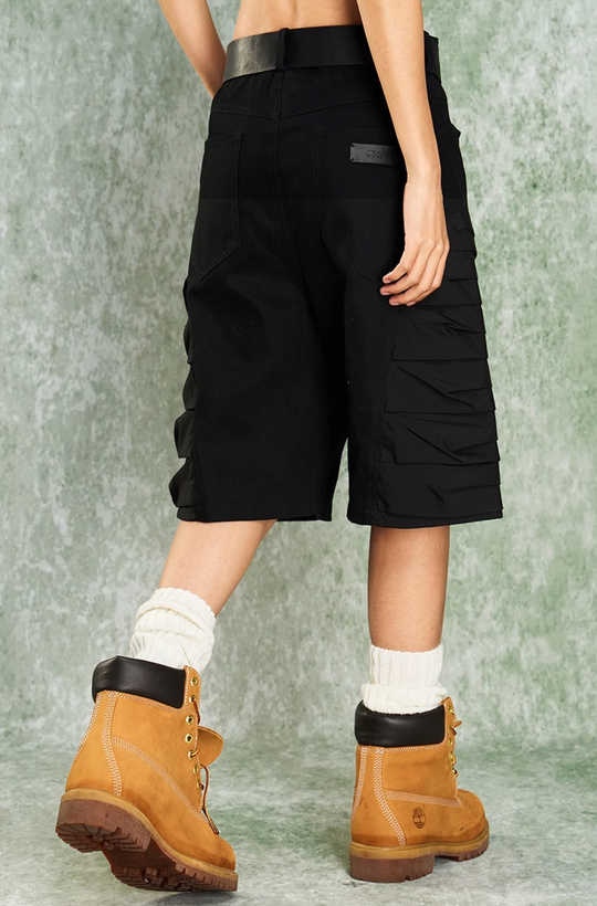 YADcrew Thousand Pleated Splicing Shorts