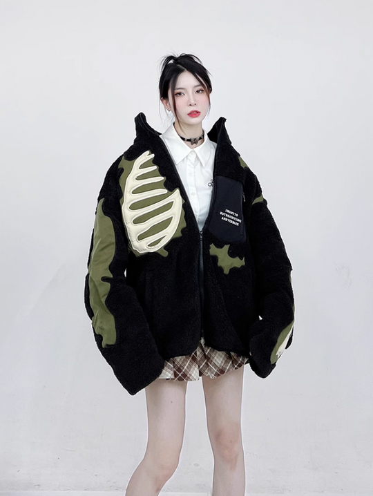 F3F Select Skeleton Sherpa Fleece Boa Jacket