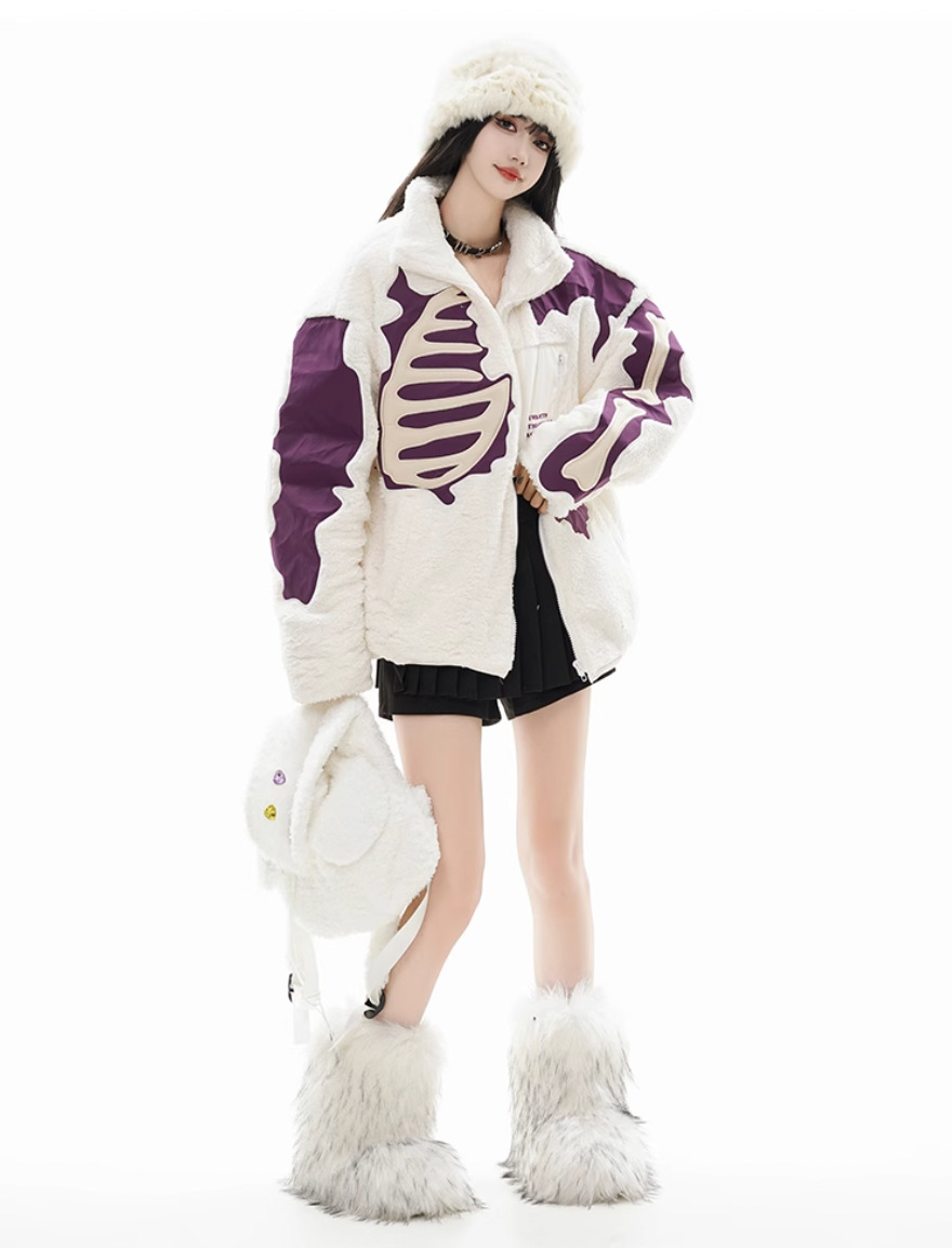 F3F Select Skeleton Sherpa Fleece Boa Jacket