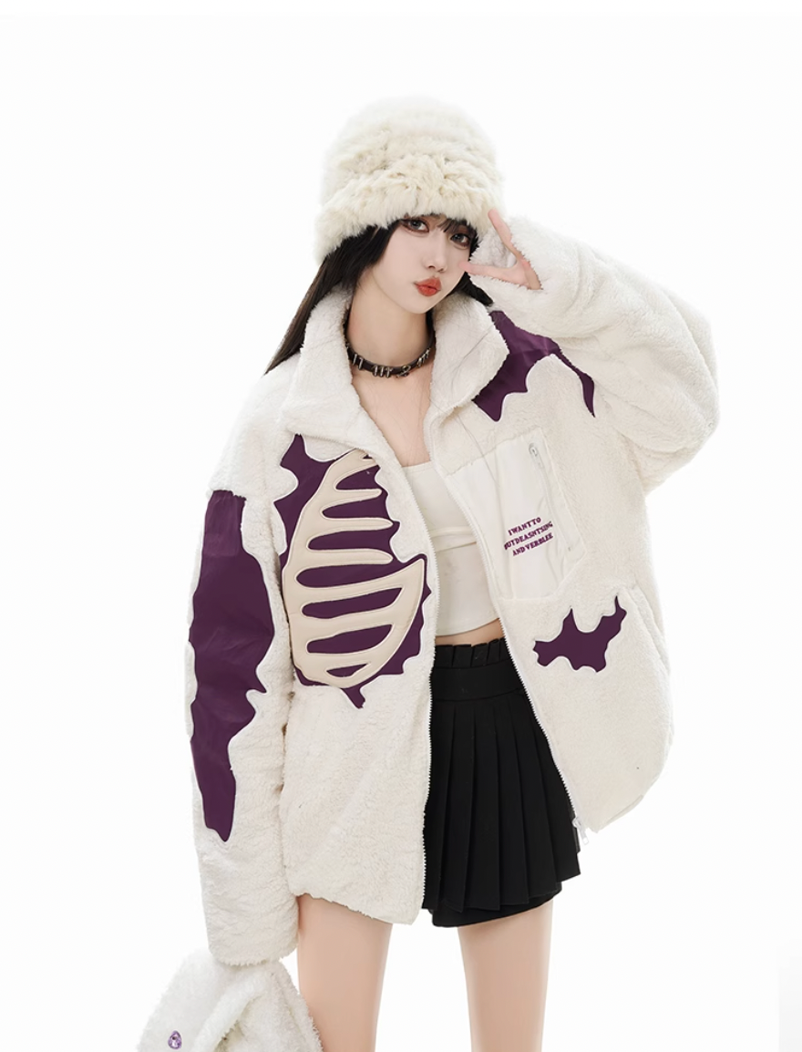 F3F Select Skeleton Sherpa Fleece Boa Jacket