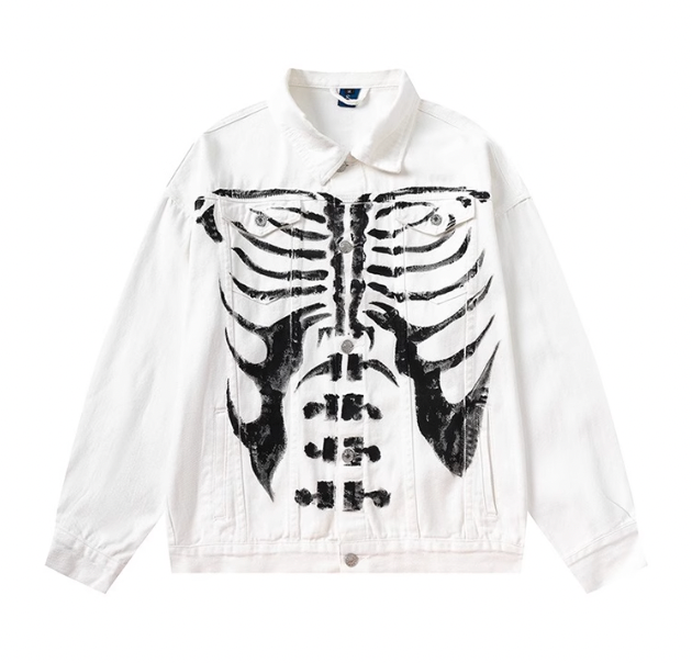 F3F Select Skeleton Bone Printing Denim Jacket