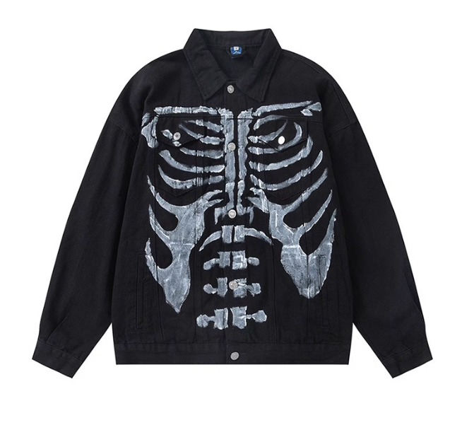 F3F Select Skeleton Bone Printing Denim Jacket