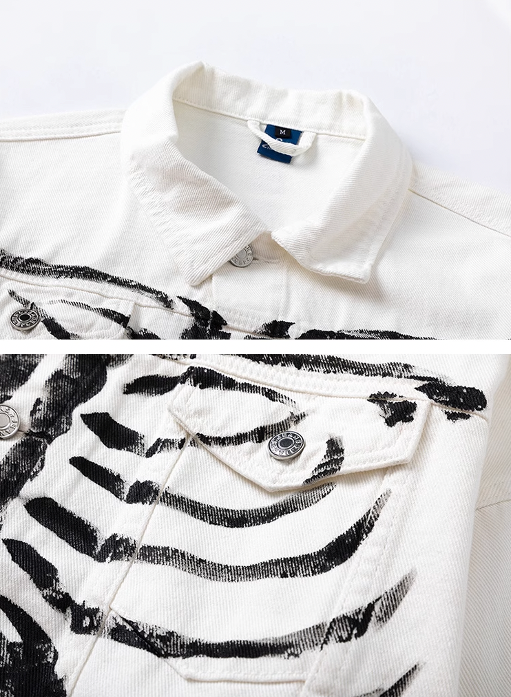 F3F Select Skeleton Bone Printing Denim Jacket
