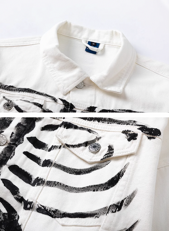 F3F Select Skeleton Bone Printing Denim Jacket