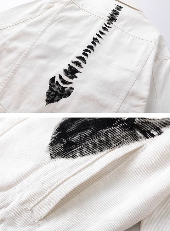 F3F Select Skeleton Bone Printing Denim Jacket