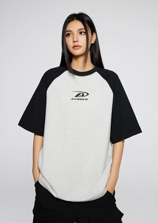 Achock Basic Logo Printed Raglan Sleeve Tee
