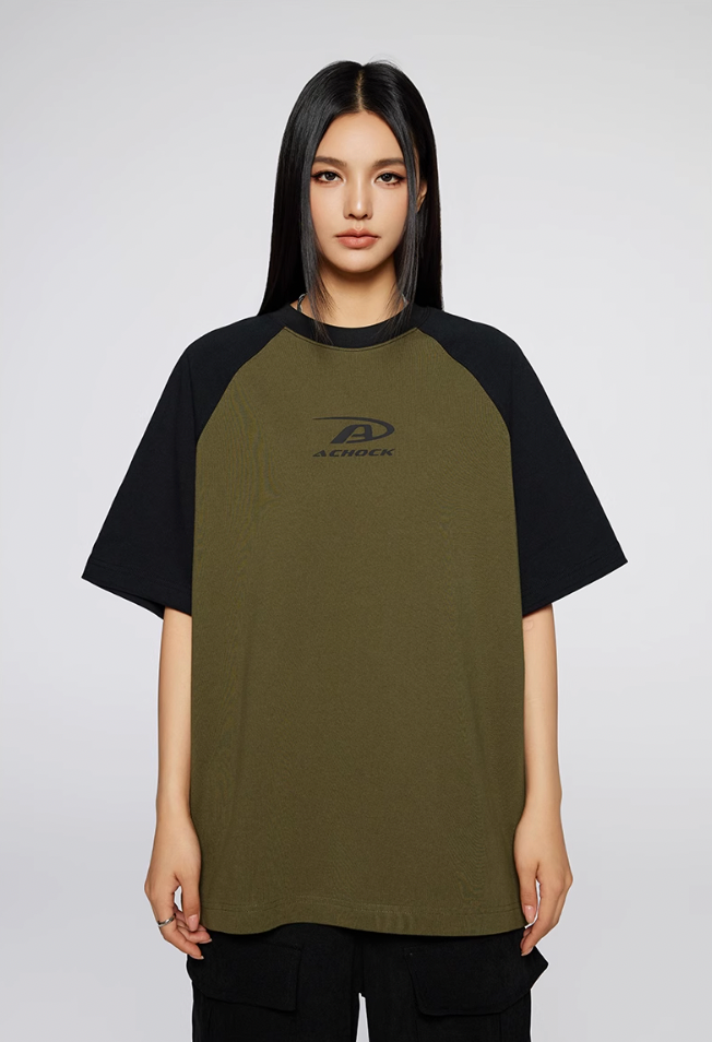 Achock Basic Logo Printed Raglan Sleeve Tee