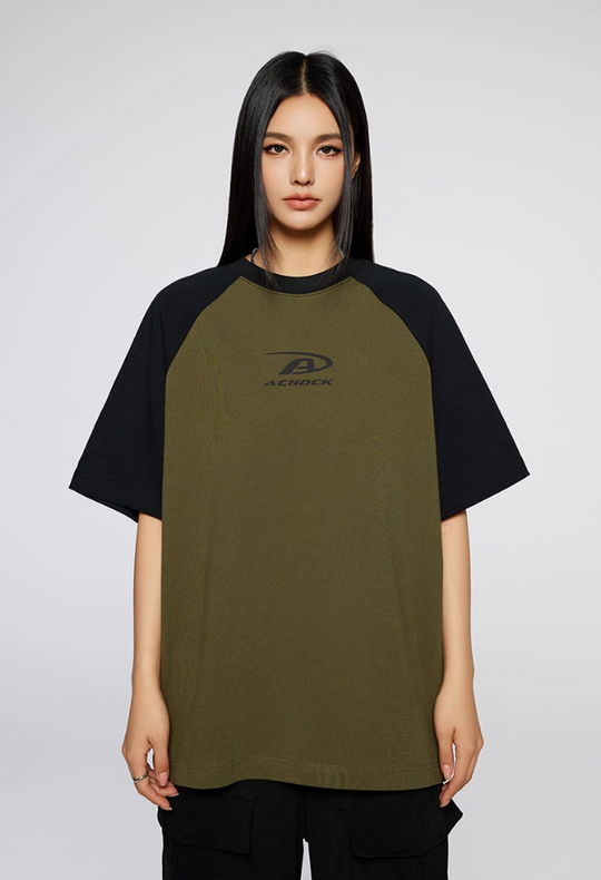 Achock Basic Logo Printed Raglan Sleeve Tee