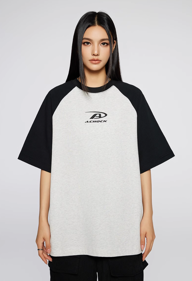 Achock Basic Logo Printed Raglan Sleeve Tee