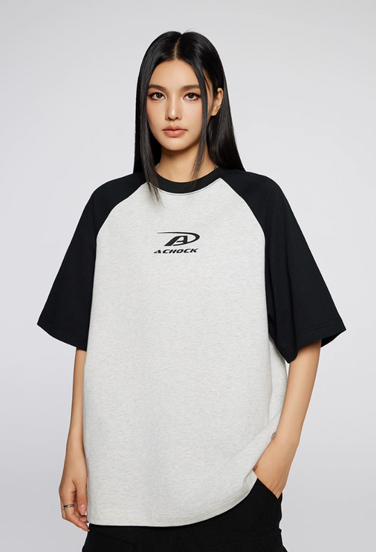 Achock Basic Logo Printed Raglan Sleeve Tee