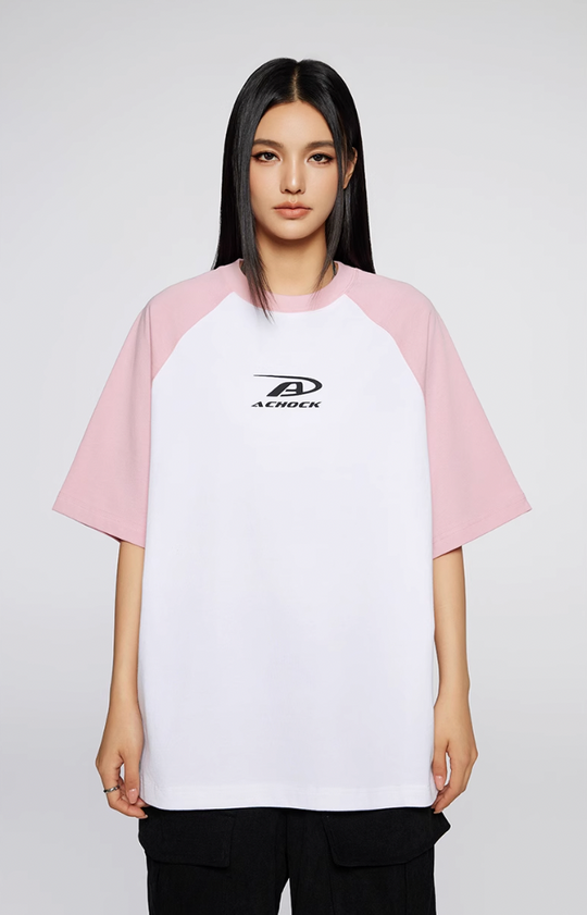 Achock Basic Logo Printed Raglan Sleeve Tee