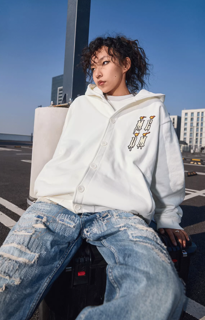 MEDM Candle Logo Button Cardigan Hoodie