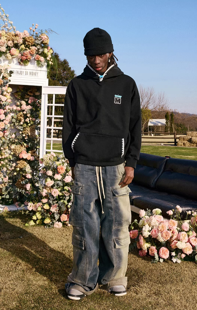 MEDM Color Clashing Shell Embroidery Hoodie