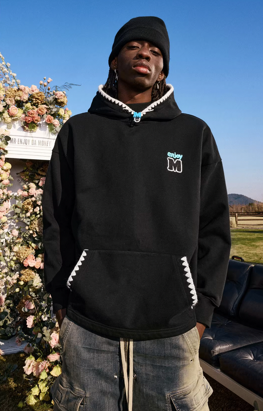 MEDM Color Clashing Shell Embroidery Hoodie