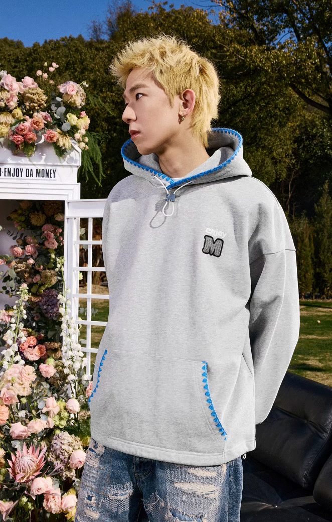 MEDM Color Clashing Shell Embroidery Hoodie