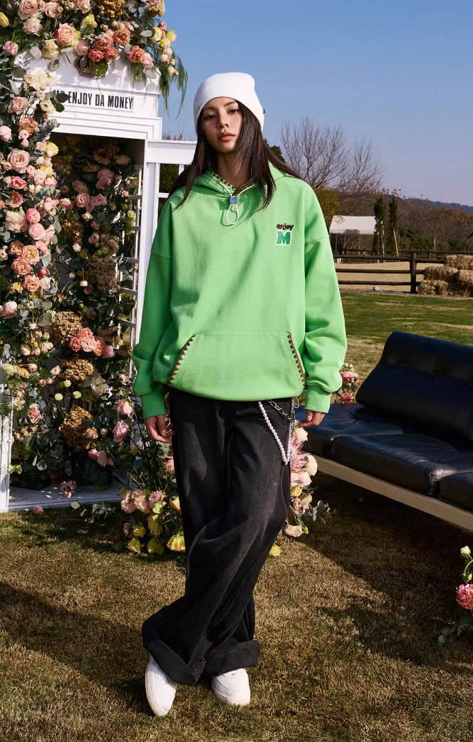 MEDM Color Clashing Shell Embroidery Hoodie