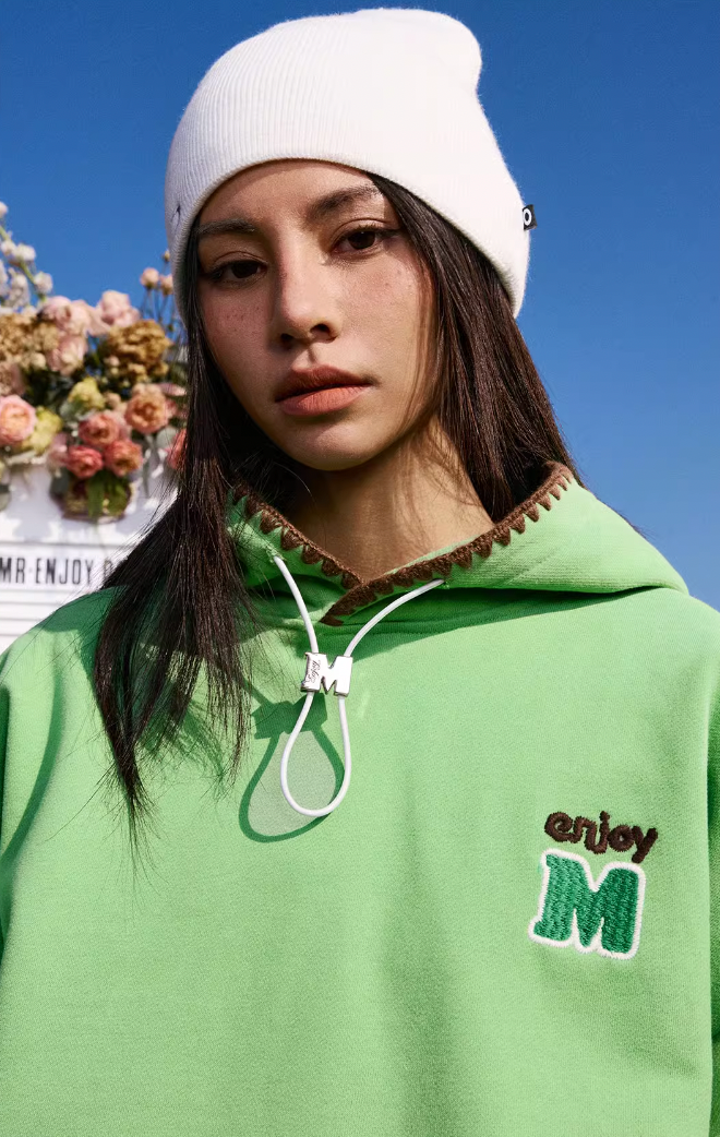 MEDM Color Clashing Shell Embroidery Hoodie