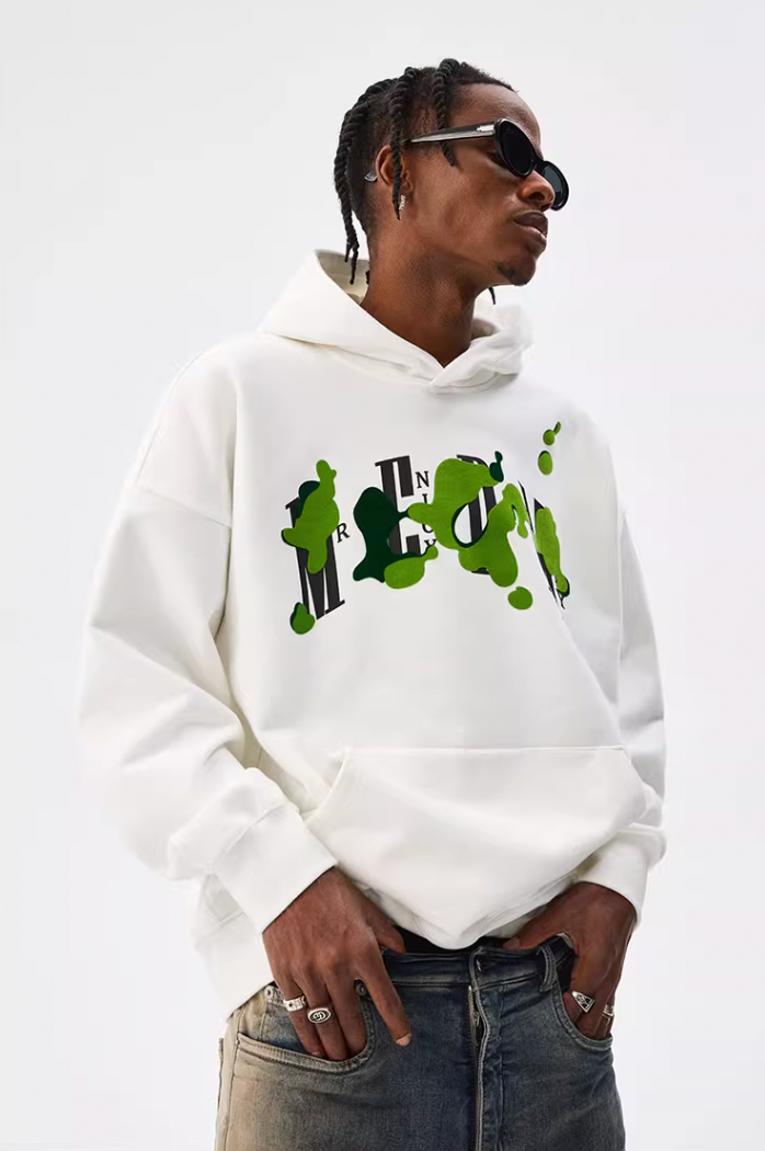 MEDM Grass Flocked Printed Hoodie