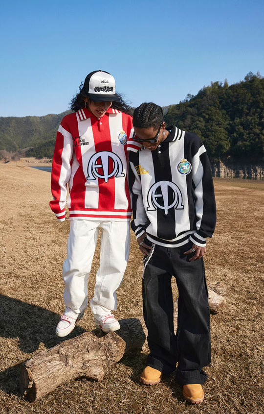 MEDM Polo Collar Embroidered Knit Sweater