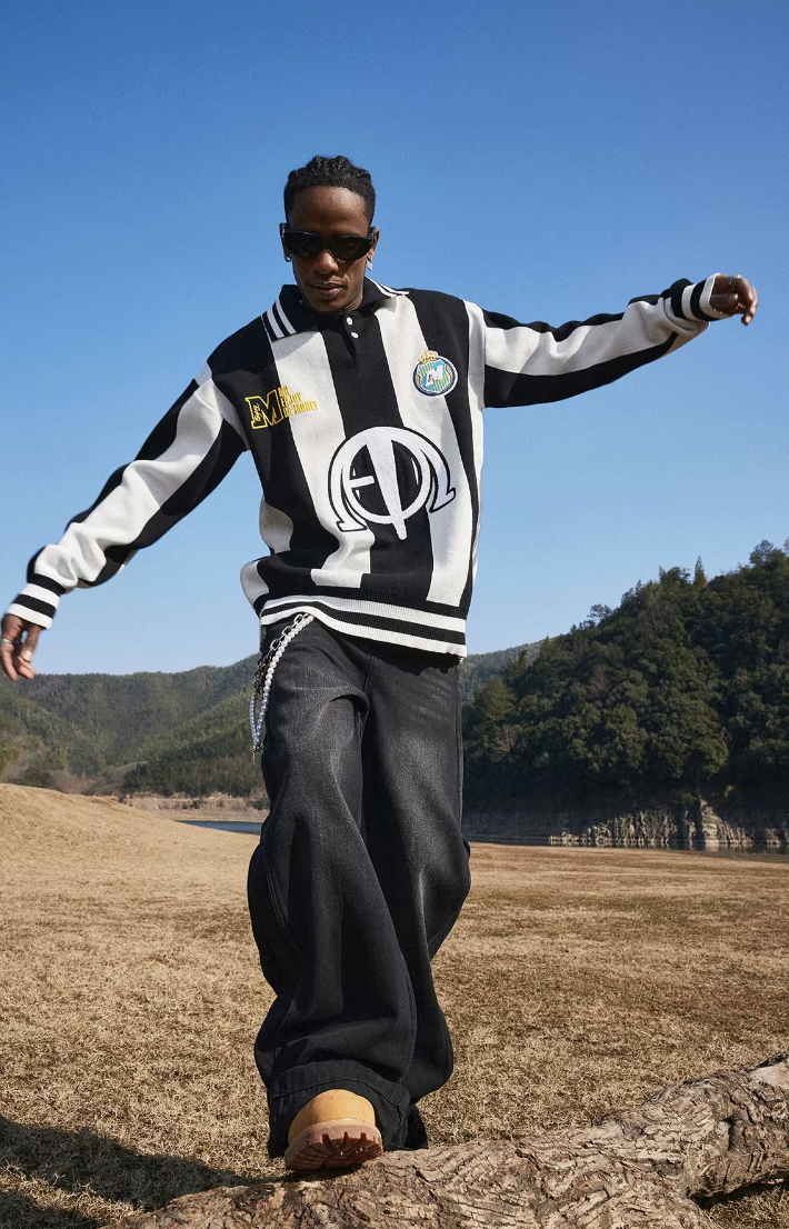 MEDM Polo Collar Embroidered Knit Sweater