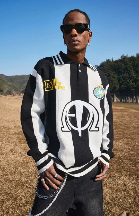 MEDM Polo Collar Embroidered Knit Sweater
