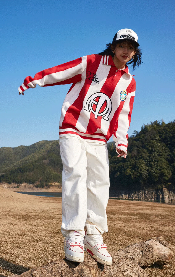 MEDM Polo Collar Embroidered Knit Sweater