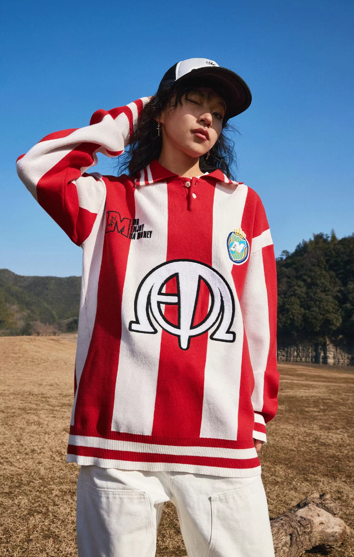 MEDM Polo Collar Embroidered Knit Sweater