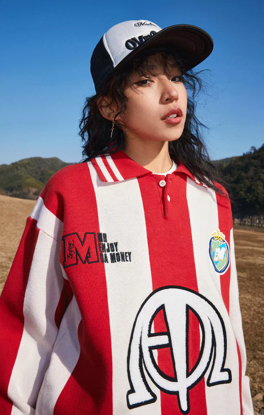 MEDM Polo Collar Embroidered Knit Sweater