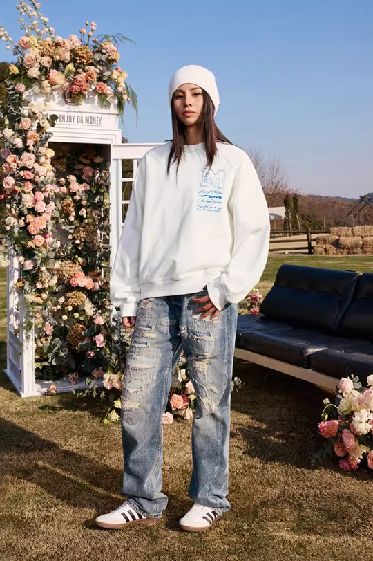 MEDM Messy Line Raglan Sleeve Sweatshirt