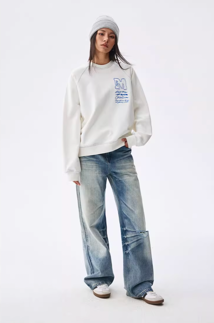 MEDM Messy Line Raglan Sleeve Sweatshirt