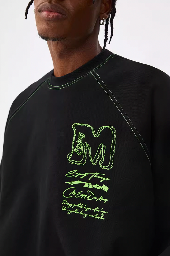 MEDM Messy Line Raglan Sleeve Sweatshirt