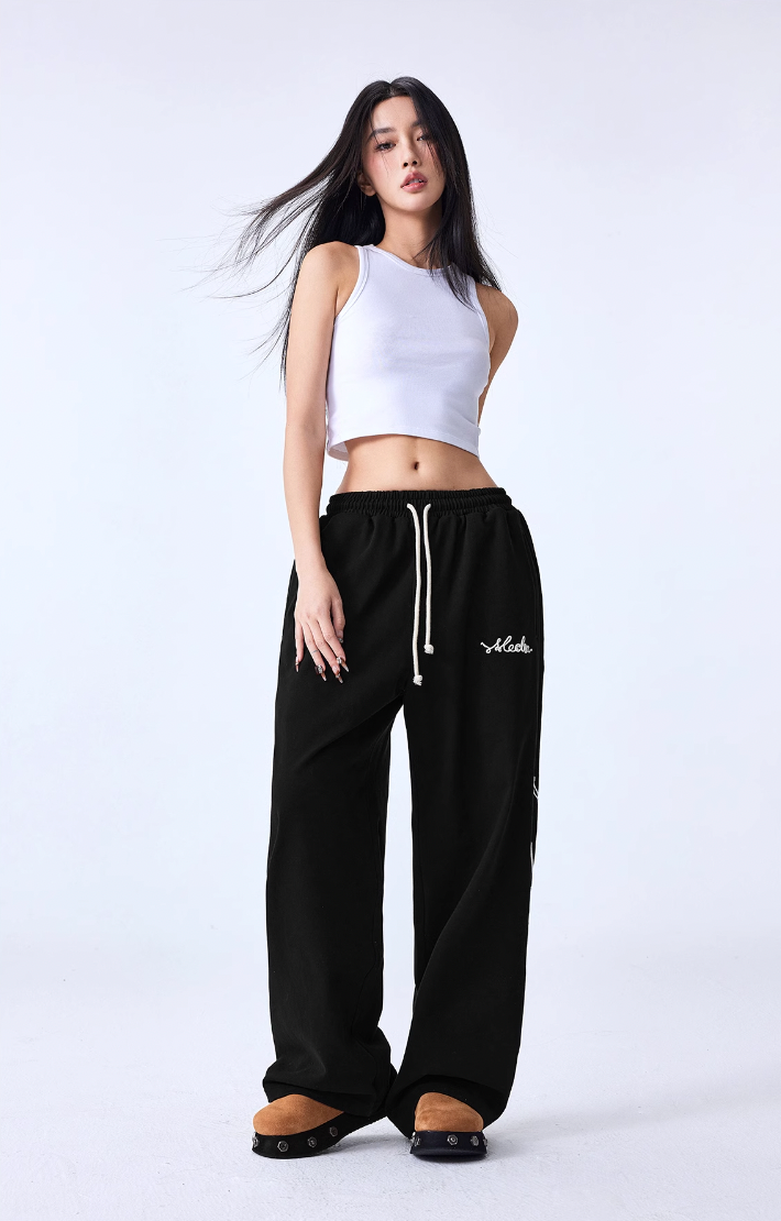 MEDM Basic Letters Embroidered Pants