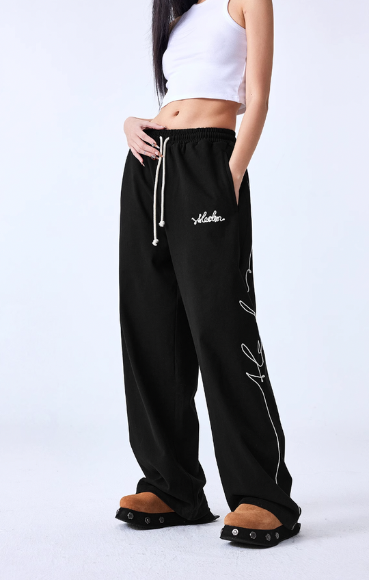 MEDM Basic Letters Embroidered Pants