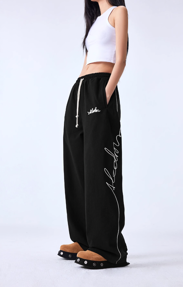 MEDM Basic Letters Embroidered Pants