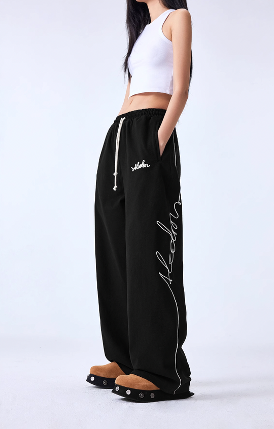 MEDM Basic Letters Embroidered Pants
