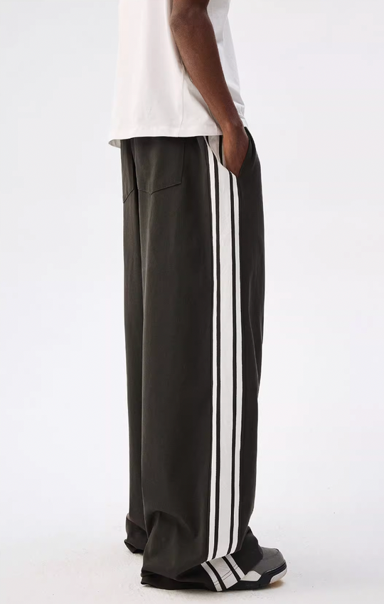 MEDM Side Striped Wide Leg Sweatpants