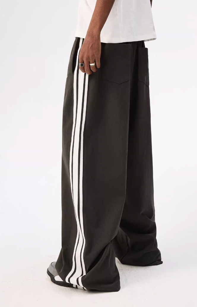 MEDM Side Striped Wide Leg Sweatpants
