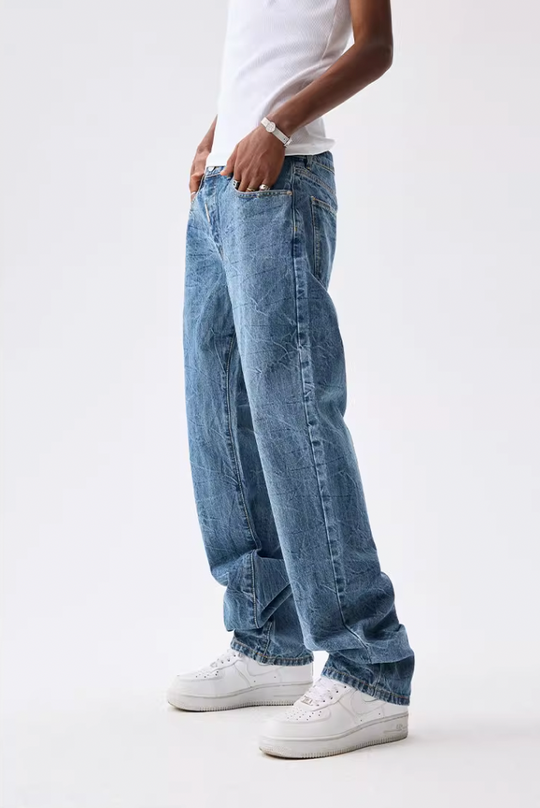 MEDM Flower Ripple Denim Jeans