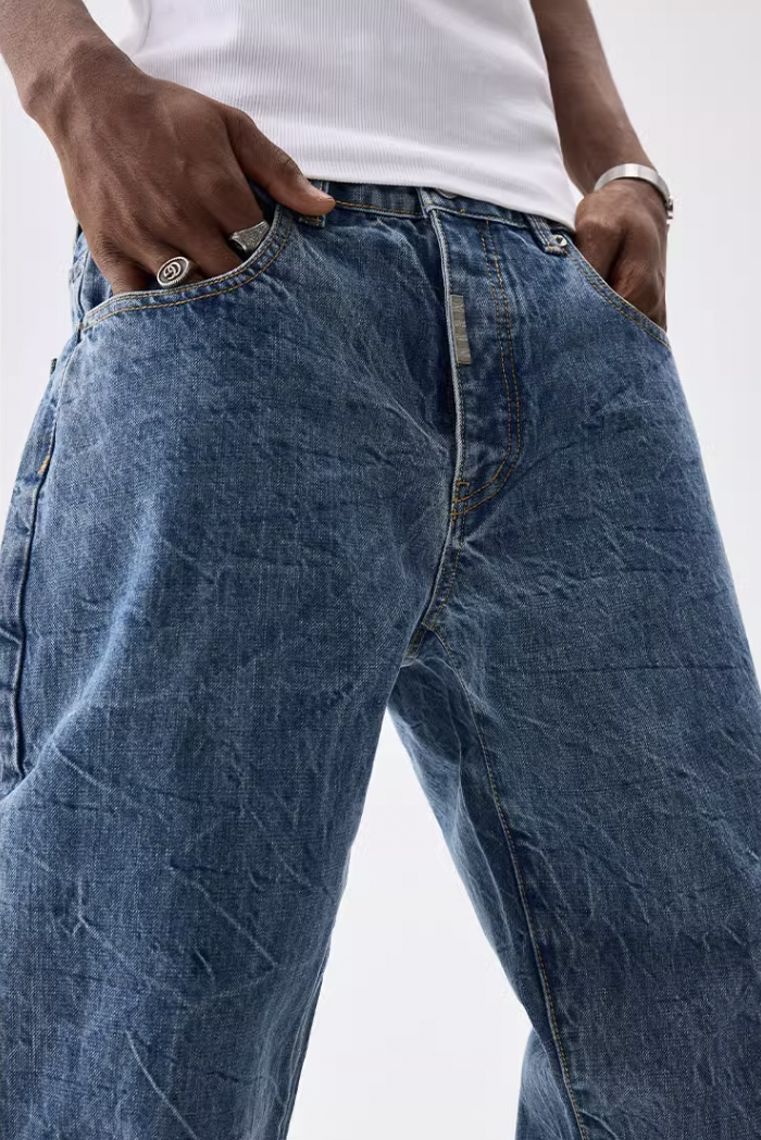 MEDM Flower Ripple Denim Jeans