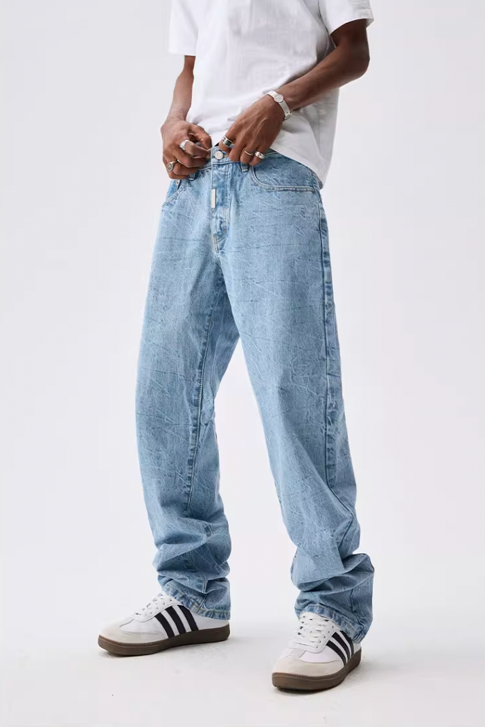 MEDM Flower Ripple Denim Jeans