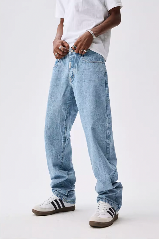 MEDM Flower Ripple Denim Jeans