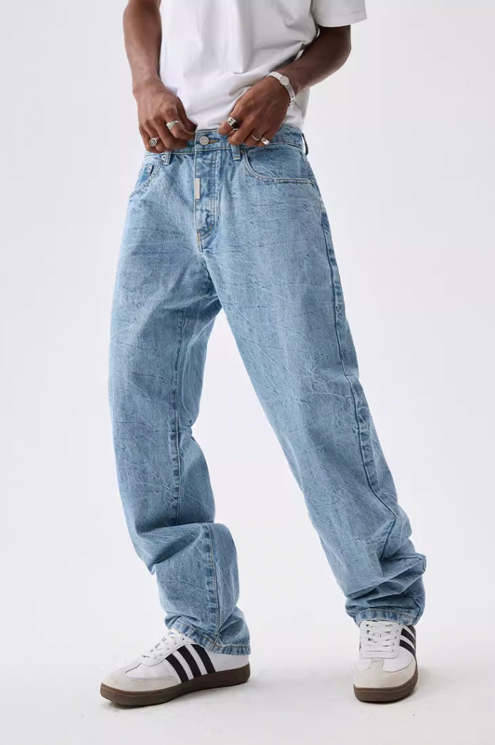 MEDM Flower Ripple Denim Jeans