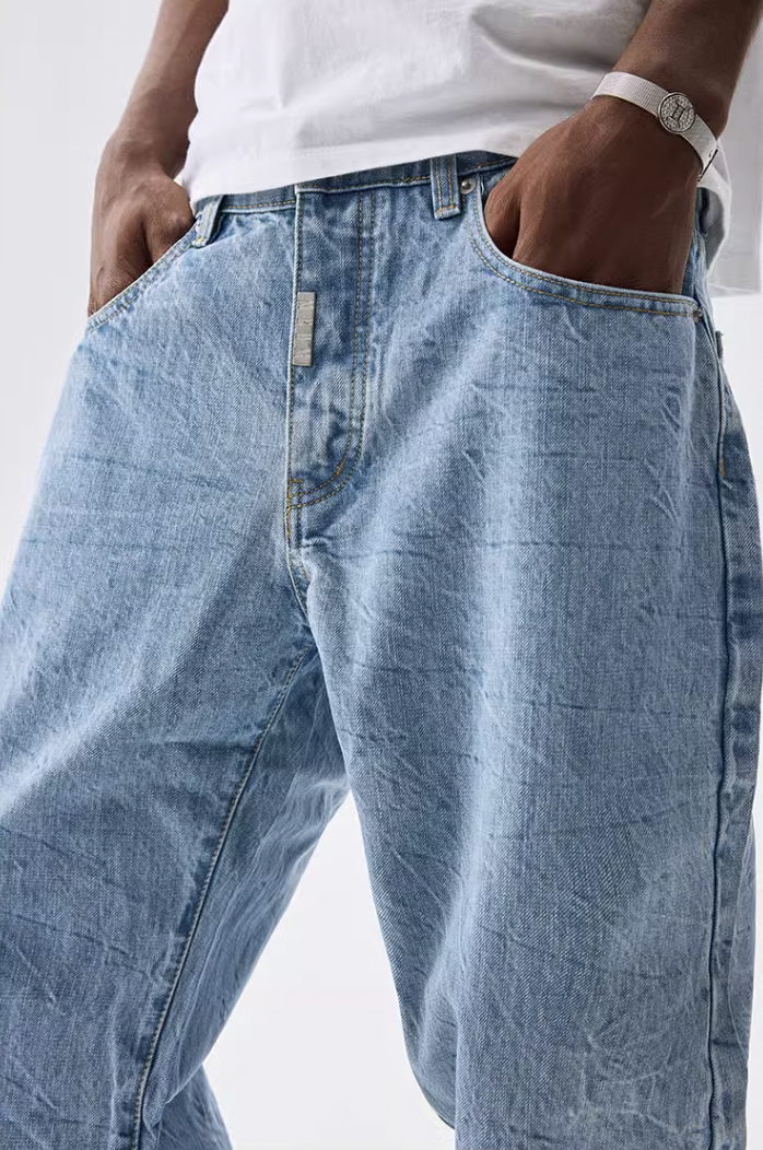 MEDM Flower Ripple Denim Jeans