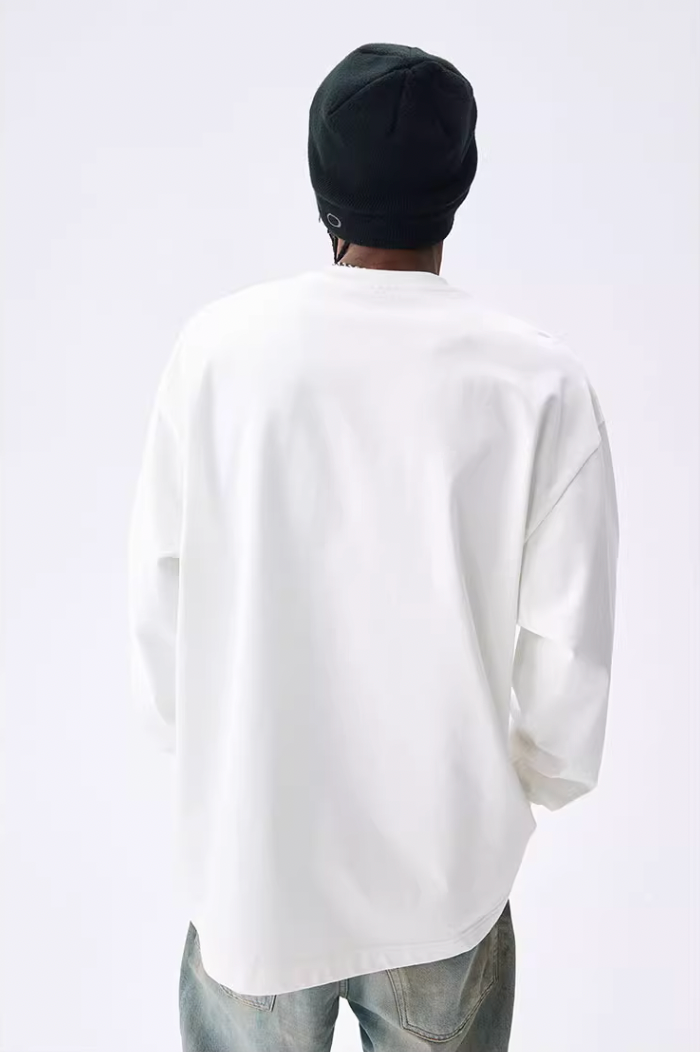 MEDM Colorful Embroidered Letters Long Sleeved Tee