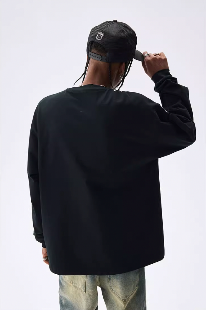 MEDM Colorful Embroidered Letters Long Sleeved Tee