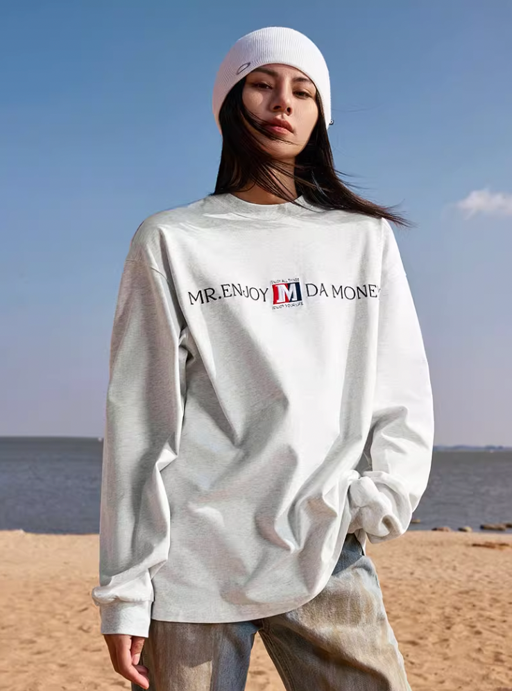 MEDM Flag Label Embroidery Long Sleeved Tee