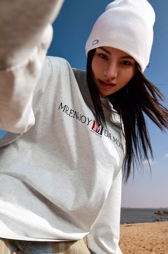 MEDM Flag Label Embroidery Long Sleeved Tee