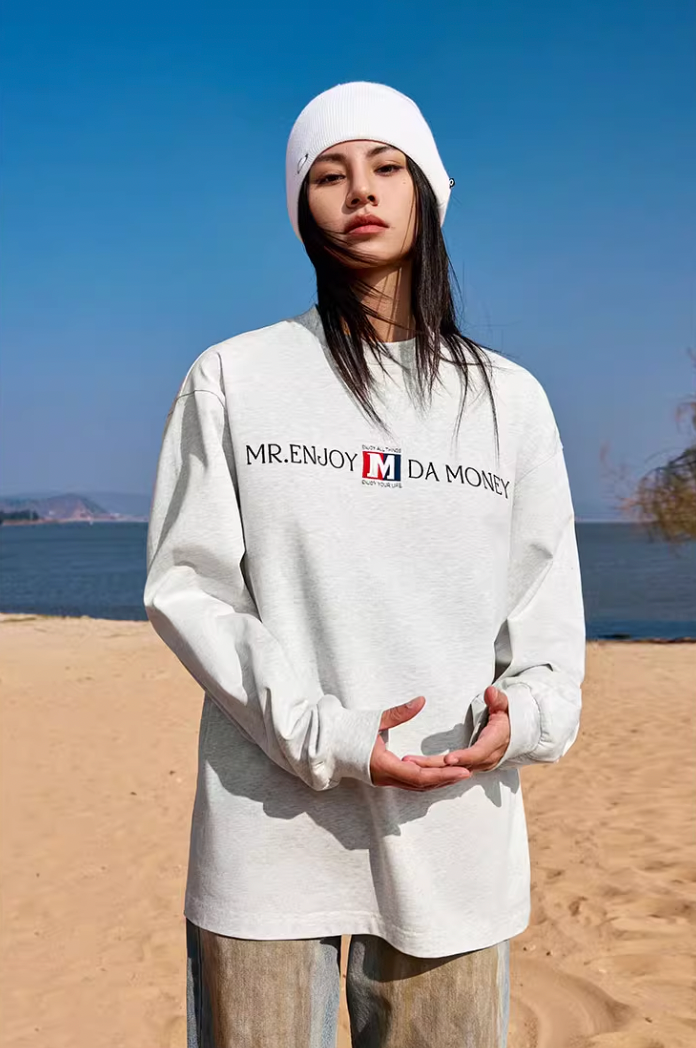 MEDM Flag Label Embroidery Long Sleeved Tee